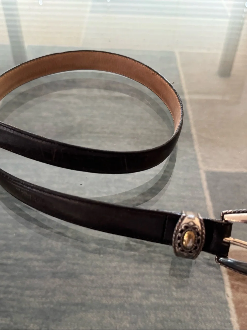 Brighton Black Leather Belt with Silver Western Buckle